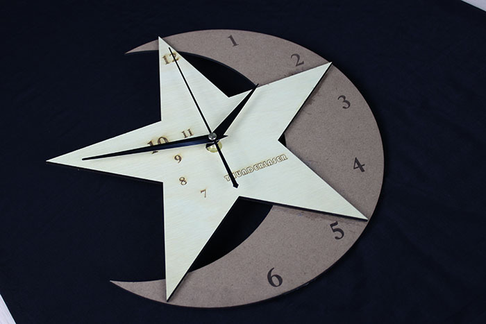 wood star clock laser cutter